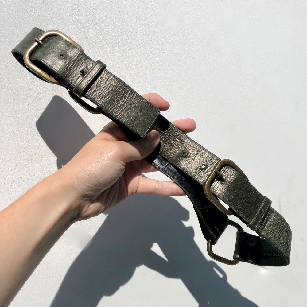 Vintage Suzi Roher 90s Double Buckle Leather Belt